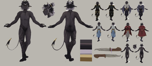 Personal work, character reference sheet, Clip Studio Paint (college)