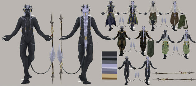 Personal work, character reference sheet, Clip Studio Paint (college)