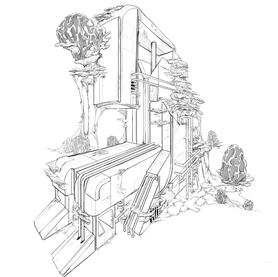 Sci-Fi Building, Alien-Overrun (Technical drawing final piece, uni, first year)