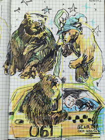 Bear sketches, Highlighter &amp; Brush Pen