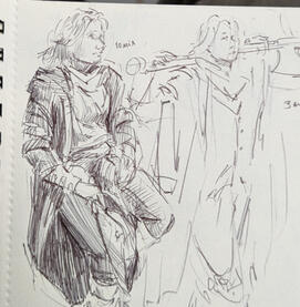 Life studies, biro lines.