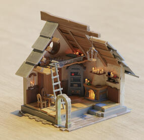 Blender Cottage (replica of Anthony Martin's work), rendered