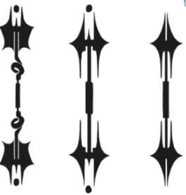 Silhouettes for a fantasy weapon, based off a brief. Photoshop (2022)