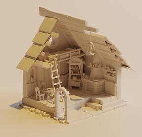 Blender Cottage (replica of Anthony Martin's work), clay